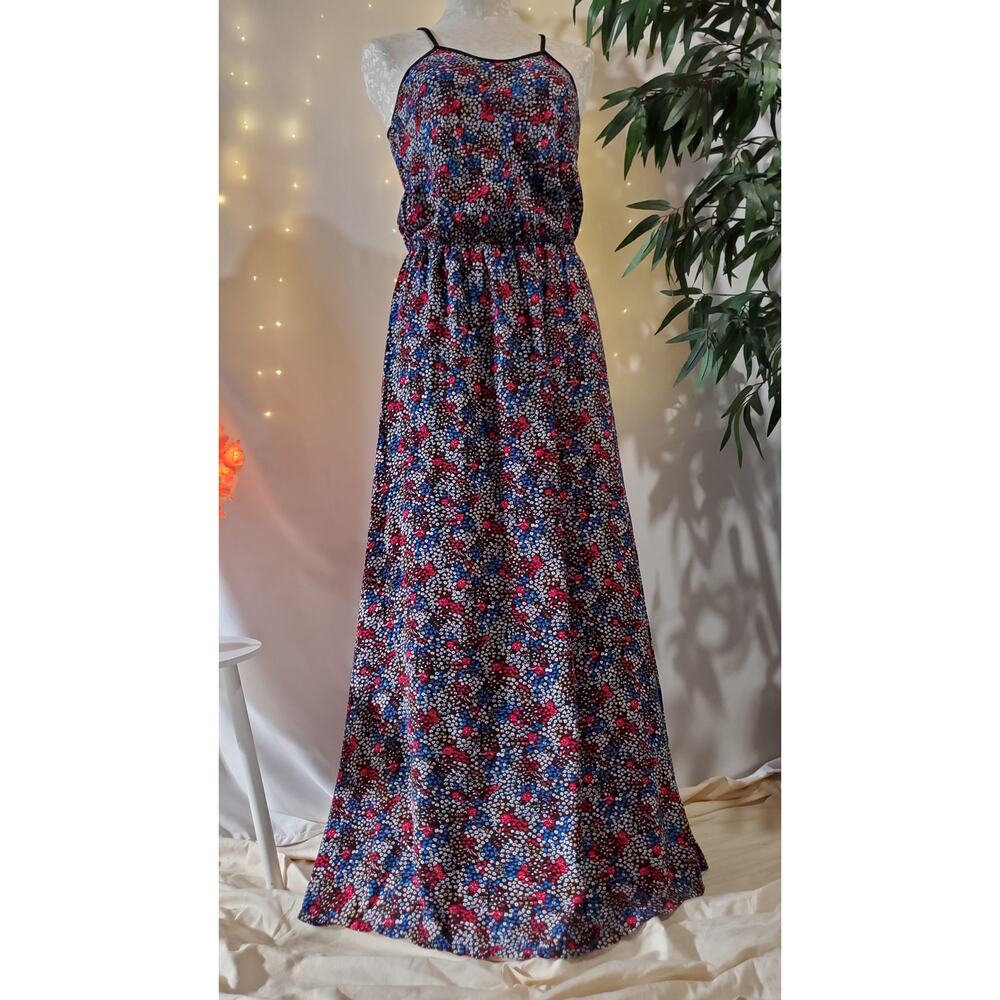 Paz Ditsy Liberty Floral Multicolor Spaghetti Strap Maxi Dress Women's Size L - Picture 2 of 9